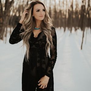 Black sheer lace maxi dress